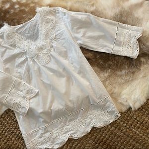 Anthropologie Embroidered Lace White Cotton Blouse | Like New!